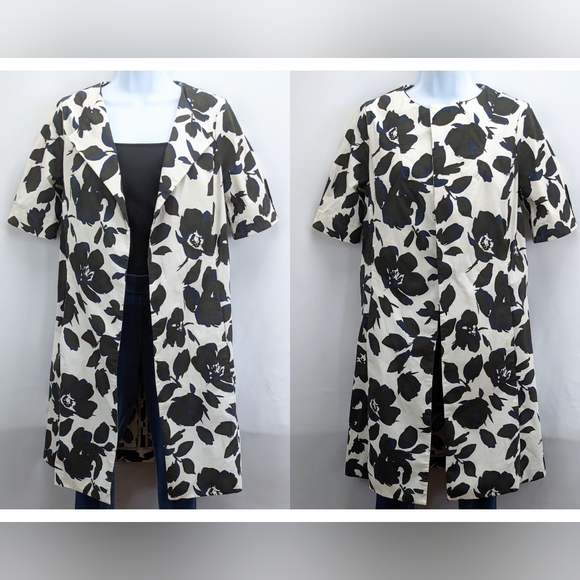 Size XS (2) Simply Vera Wang White Black Floral Formal Retro Blazer Jacket Coat - Picture 3 of 16